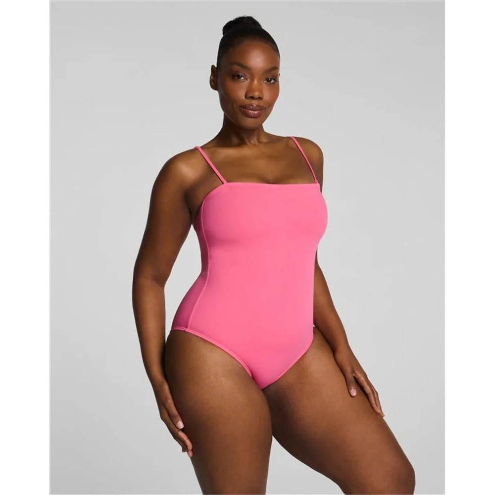 Spanx SPANXshape NWT Bandeau One Piece Bathing Suit in Hibiscus Pink Size Small